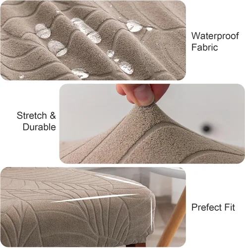 Vista 3 de Genina - Fundas impermeables para sillas de comedor, fundas elásticas de Jacquard, extraíbles y lavables, protector de silla para cocina, hotel