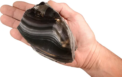 Obsidiana de rayas grises de 5 pulgadas, 1-2 libras de Davis Creek Root Chakra Curación Crystal Rock Mineral Specimen Stones Reiki