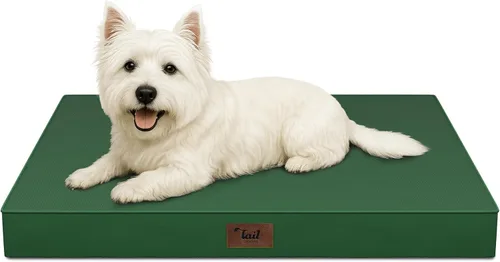 Vista 51 de Cama para perros y gatos pequeños, impermeable, para jaula de huevos, espuma ortopédica con funda Oxford lavable y extraíble, color verde Amy