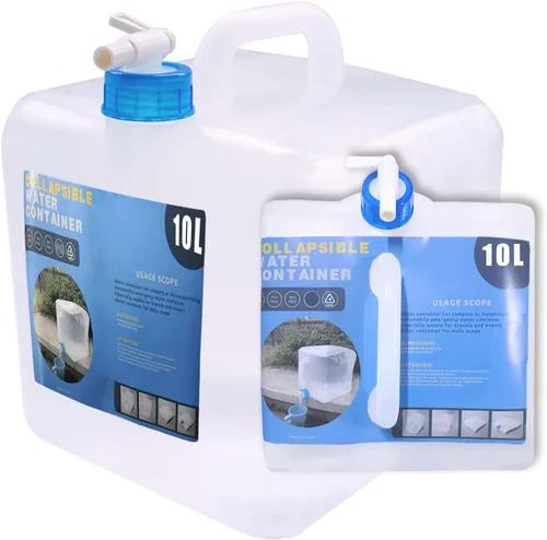 Vista 10 de Contenedor de agua plegable con grifo, jarra de almacenamiento de agua para campamento, sin BPA para mochila de senderismo al aire libre, kit