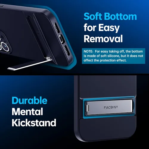 Vista 3 de Facbiny Funda magnética de silicona diseñada para iPhone 13 Pro Max con soporte, compatible con Magsafe Soporte de tres vías Funda protectora