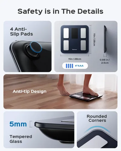 Vista 9 de Báscula inteligente para peso corporal, elegible para FSA y HSA, báscula de pesaje digital de baño con pantalla grande 8 en 1, 22 métricas con IMC