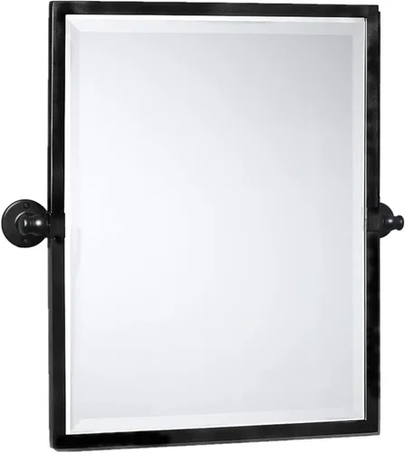 Vista 20 de Espejo rectangular de baño con marco de metal dorado cepillado, espejos de tocador biselados inclinables para pared, total 23.9 x 24 pulgadas