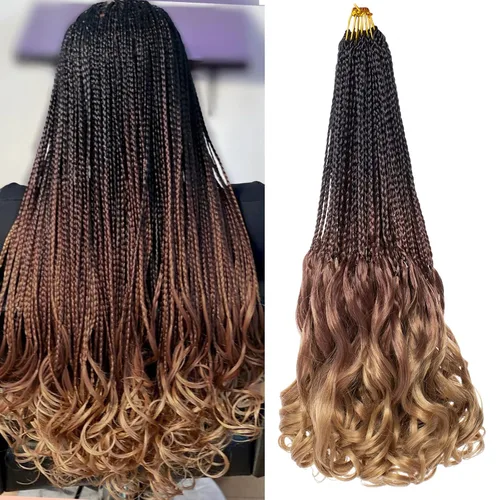 Vista 7 de Trenzas de ganchillo rizadas francesas de 8 pulgadas, 9 paquetes de trenzas de caja de diosa negra, cabello de ganchillo preanudado con extremos