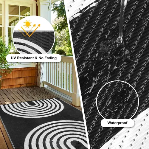 Vista 5 de Anidaroel Alfombra de área para exteriores para patio, 5 x 8 pies, impermeable, reversible, de plástico, alfombra de exterior, resistente a