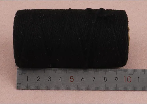 Vista 7 de Carrete de hilo de algodón de 656 pies de 10 capas, cuerda para manualidades y envoltura de regalos (negro + amarillo)