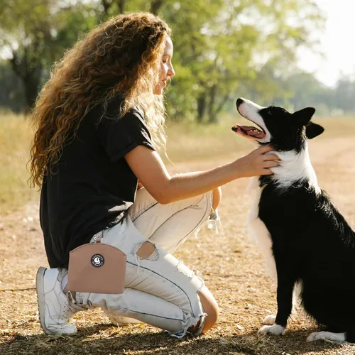 Vista 7 de COOWONE Bolsa de golosinas para perros con cierre magnético, bolsa de entrenamiento para perros pequeños, tamaño de bolsillo, bolsa de golosinas Café