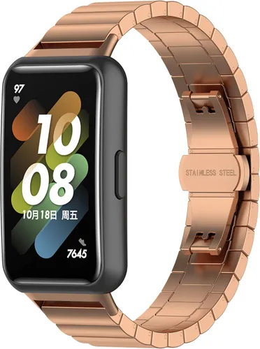 Vista 9 de Senter Liberación rápida de una cuenta sólida correa de acero refinado banda de acero inoxidable para Huawei Band 7 pro Smart Watch 3 unidades.