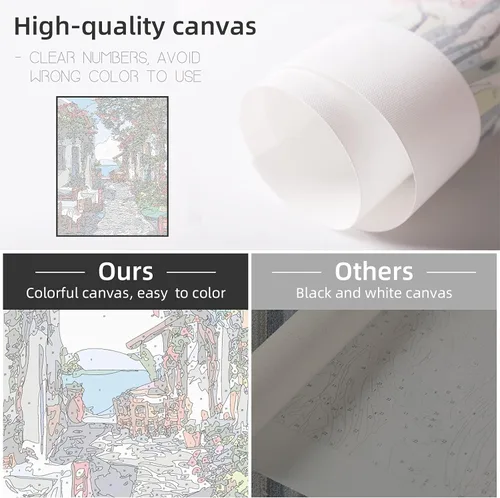 Vista 4 de Cskunxia 4 Pack Paint by Number DIY Acrylic Painting Paint by Number Kit Canvas Oil Paint by Numbers for Adults Kids with Paint Brushes for Home