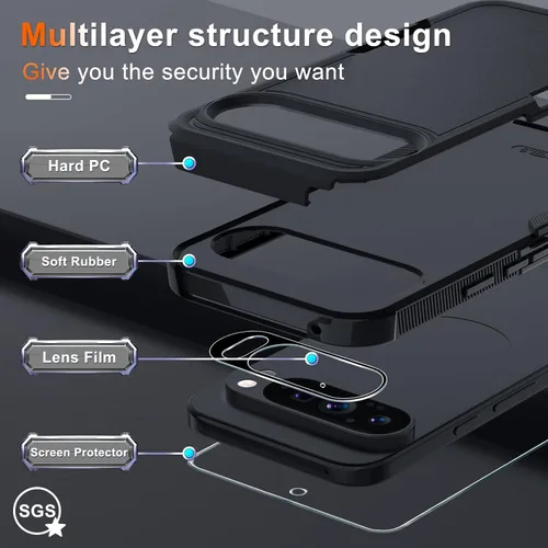 Vista 2 de RMOCR Funda para Google Pixel 9 Pro XL, de cuerpo completo, resistente, a prueba de golpes, con correa de cordón, protector de pantalla de vidrio