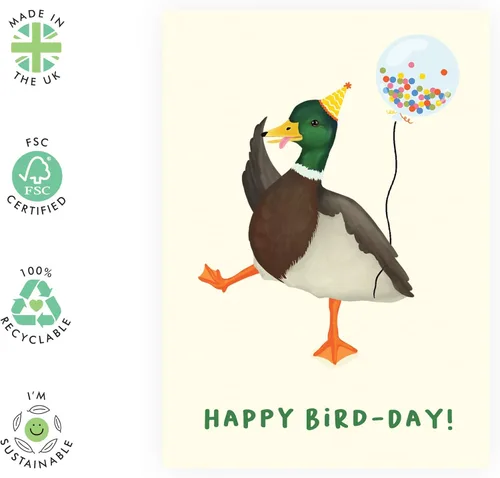 Vista 2 de CENTRAL 23 Tarjetas de cumpleaños para él y ella – Pato feliz del día del pájaro – Tarjetas de cumpleaños para mamá papá – Regalo de amigo