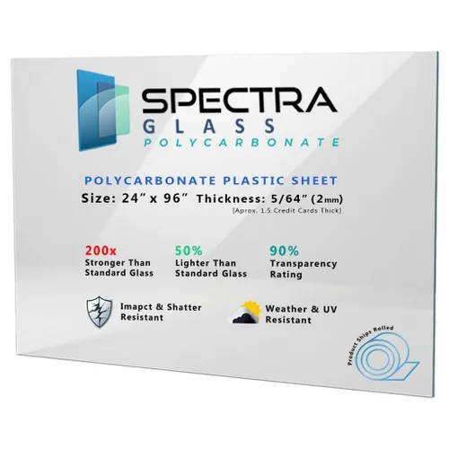 Vista 68 de Spectra Glass Lámina de plástico de policarbonato transparente. Más fuerte que las láminas de plexiglás. Resistente a los rayos UV, impacto, a