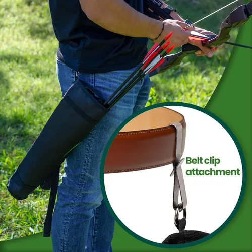 Vista 4 de Soporte para carcaj de flecha trasera de tiro con arco, carcaj ajustable para flechas, para caza de arco y práctica de objetivos; jóvenes y adultos