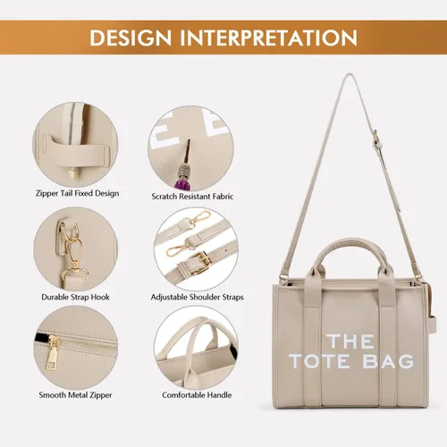 Vista 3 de Bolso de mano para mujer, bolso grande de piel sintética, bolso de mano personalizado de moda