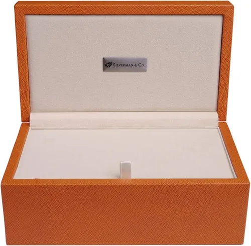 Vista 3 de Silverman & Co. Juego de dominó negro doble 9 grande - Estuche naranja