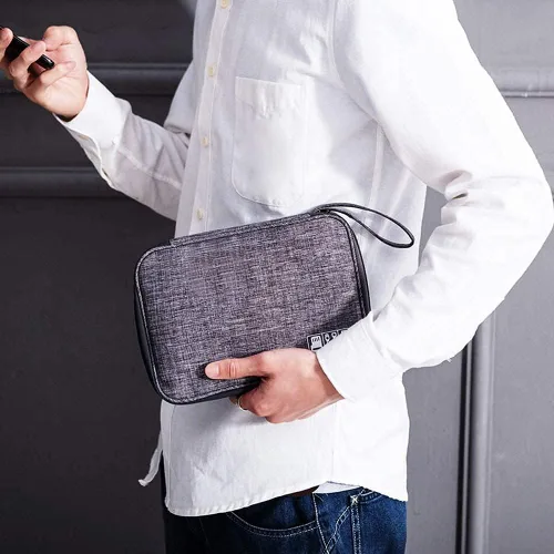 Vista 7 de Bolsa organizadora de cables de viaje, organizador universal para cable y funda electrónica, bolsa de accesorios electrónicos impermeable, bolsa