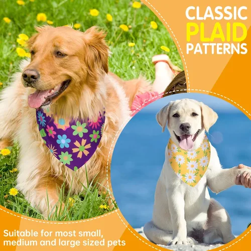 Vista 4 de Weewooday 8 bandanas para perro para verano, estampado de flores, baberos triangulares, bufanda, pañuelo, accesorios para perros, gatos, mascotas