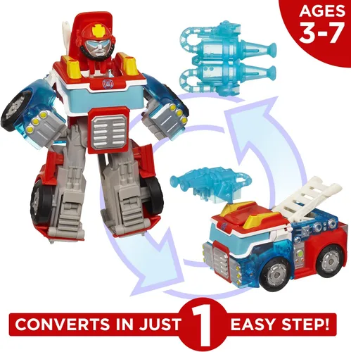 Vista 3 de Transformers Playskool Heroes Rescue Bots Energize Heatwave El Bot de Fuego juguete transformable robot de acción, figuras para niños de 3 años