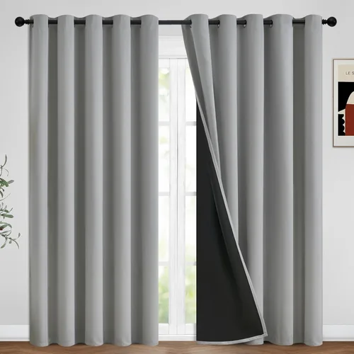 Vista 123 de Yakamok Cortinas 100% opacas para dormitorio, 2 paneles, cortinas de ventana completamente opacas, paneles de ventana con aislamiento térmico