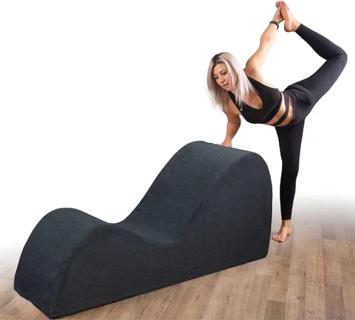 BEDIA Tumbona curvada para yoga, estiramiento, relajación y más (lino gris oscuro)