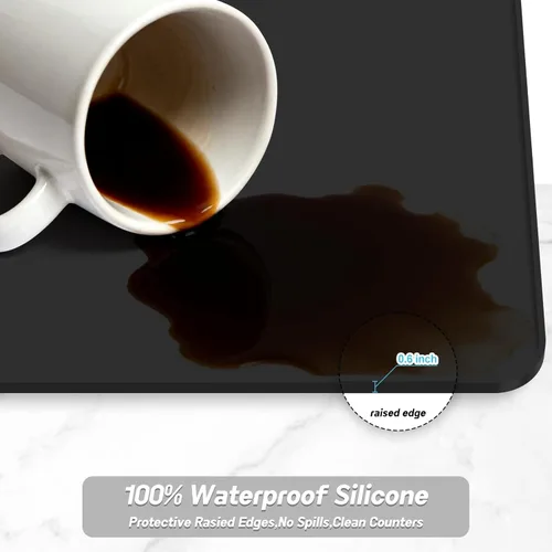 Vista 4 de Garolue Tapete de silicona para café, 16 x 16 pulgadas, impermeable, tapete de bar resistente al calor para accesorios de estación de máquina