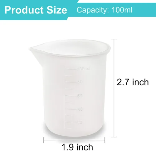 Vista 2 de Coopay 12 vasos medidores de silicona de 3.4 fl oz DIY resina pegamento herramientas vasos para hacer artesanías hechas a mano antiadherentes