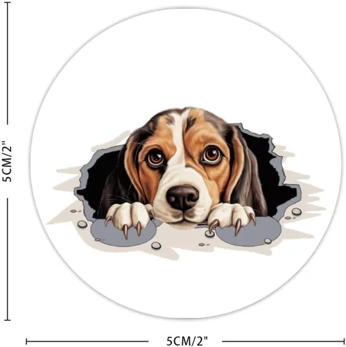 Vista 6 de Calcomanías de Beagle para sobre, Beagle Peeking Dog in Crack, etiqueta de vinilo para perros, maestros, recompensa, calcomanías motivacionales