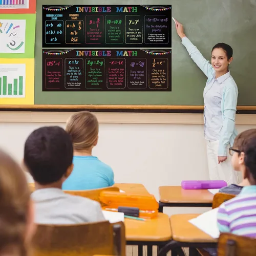 Vista 7 de AmazingSpark 5 pósteres de matemáticas para escuela secundaria de 13 x 40 pulgadas, decoración de tablón de anuncios para el aula, fracciones
