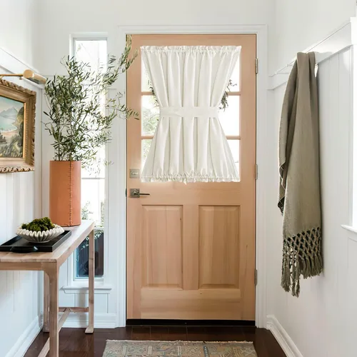 Vista 82 de NICETOWN Cortinas de lino con luz lateral, 12 pulgadas de ancho x 72 pulgadas de largo, panel de cortina para puerta delantera francesa, bolsillo