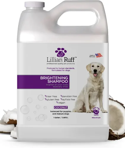 Vista 8 de Lillian Ruff Champú blanqueador profesional ultra brillante para perros con aloe y aceite de coco para piel seca y alivio de picazón, champú