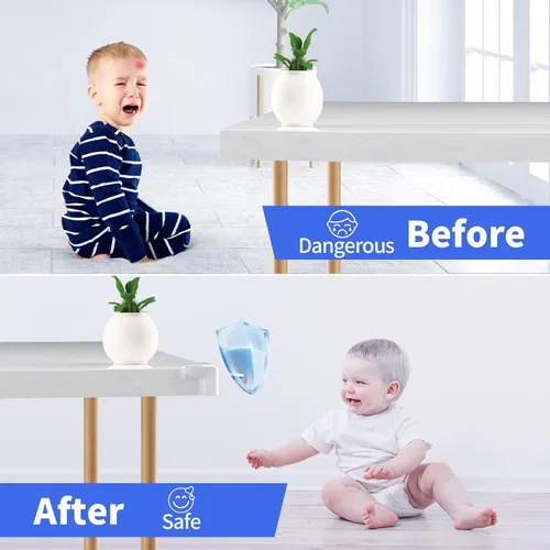 Vista 3 de Paquete de 8 protectores de esquina transparentes grandes para muebles a prueba de bebés, protectores de borde de mesa y parachoques