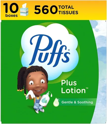 Vista 11 de Puffs Plus Loción Facial Tissue, 1 caja de cubo, 48 pañuelos por caja