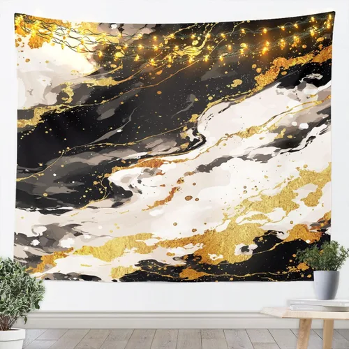 Vista 27 de Feelyou Abstract Tapestry Black And Blue Wall Art for Living Room Bedroom Marble Print Wall Hanging Blanket Modern Art Home Decor Small 51 X59