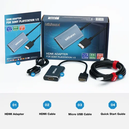 Vista 8 de Adaptador HDMI PS2PS1 - Interruptor RGB a YPbPr integrado, adaptador de videojuegos Plug & Play sin retraso, adaptador convertidor HDMI para consola