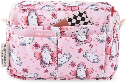 Vista 21 de Organizador de cartera con múltiples bolsillos, bolsa de aseo impermeable con cremallera, bolsa de almacenamiento portátil para lápices