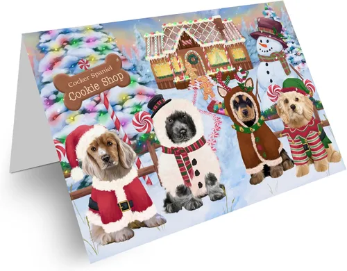 Vista 32 de Holly Jolly Holidays Cocker Spaniel Dog Greeting Cards - Adorable Pets Invitation Cards with Envelopes - Pet Artwork Christmas Greeting Cards