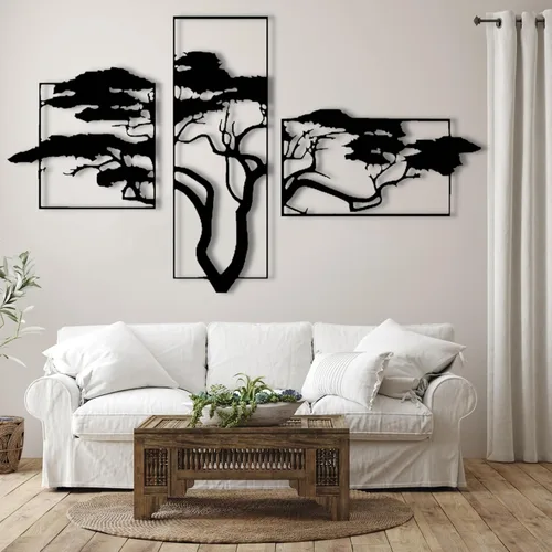 ICEWQOQU Arte de pared con árbol de la vida, 3 piezas de metal árbol de la vida, decoración de pared natural, arte de pared grande de metal para