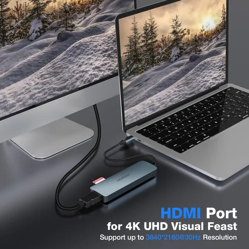 Vista 6 de Hub USB C, adaptador USB C para MacBook Pro/Air Ipad Pro, 6 en 1 con salida HDMI 4K, compatible con laptop, Surface Pro 8 y otros dispositivos tipo