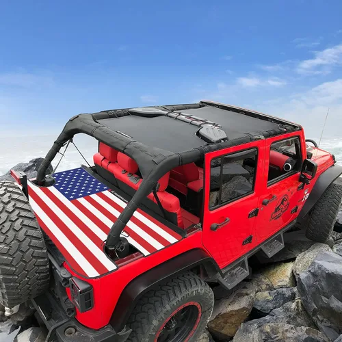 Vista 7 de Shadeidea - Cubierta tonneau para el Jeep Wrangler JK de 4 puertas, cubierta Ton para el maletero trasero del JKU (2007-2018), cubierta