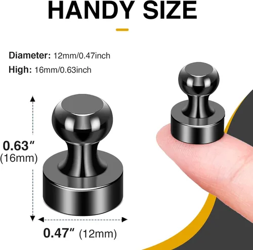 Vista 2 de MIKEDE Imanes para Pizarra de Nevera, 15 Piezas de Imanes Fuertes para Pizarra, Imanes Negros de Nevera de Neodimio con Pinzas para Oficina, Imanes