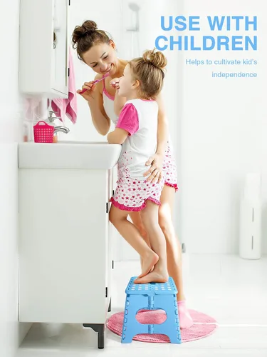 Vista 160 de Dyforce Taburete plegable de 9 pulgadas, taburete para niños, taburetes resistentes para adultos, taburetes de pie compactos, taburetes ligeros