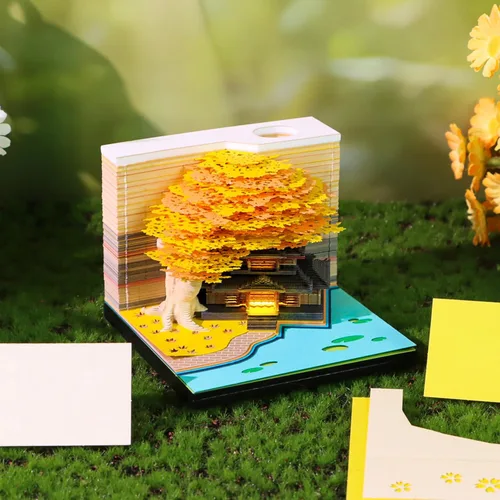 Vista 6 de Fantasy Castle - Bloc de notas 3D antiadherente, papel de árbol de matrimonio, bloc de notas de arte de bricolaje, regalo creativo
