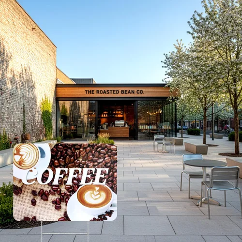 Vista 5 de AceOrbit 3 letreros de 12 x 16 pulgadas para patio de café con estaca de suelo en H para estación de café, letrero publicitario impermeable