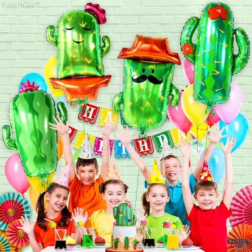 Vista 5 de KatchOn, Globos de cactus para decoración de fiesta de cactus, tamaño grande, 34 pulgadas, paquete de 4, globos del Cinco de Mayo, globo de fiesta