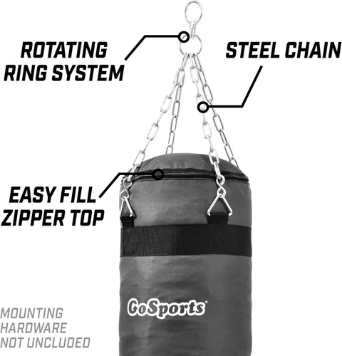 Vista 4 de Bolsa de golpeo rellenable GoSports para entrenamiento - Ideal para boxeo, MMA, Muay Thai y más, llénala con ropa y trapos