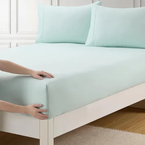 Vista 33 de Sábana bajera individual solo con elástico completo y correas de esquina integradas para evitar que se mueva. Sábana inferior de microfibra