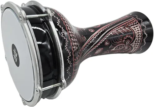 Vista 10 de ZAZA Percussion Darbuka de aluminio de 16 '' de longitud, tambor Doumbek turco de cabeza sintética sintonizable de 8 pulgadas (negro)