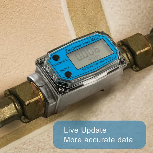Vista 6 de Xuhal Medidor de flujo de turbina digital de 2 piezas, medidor de flujo de combustible, medidor de combustible electrónico con pantalla digital