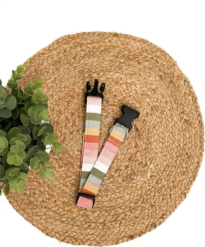Vista 4 de Boho Stripe Dog Collar with Buckle - Made in the USA - Handmade by Collars by Design (X-Small)