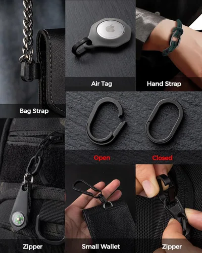 Vista 5 de FEGVE Key Ring, Titanium Side Pushing Key Rings Keychain Rings Small Split Keyrings for Men